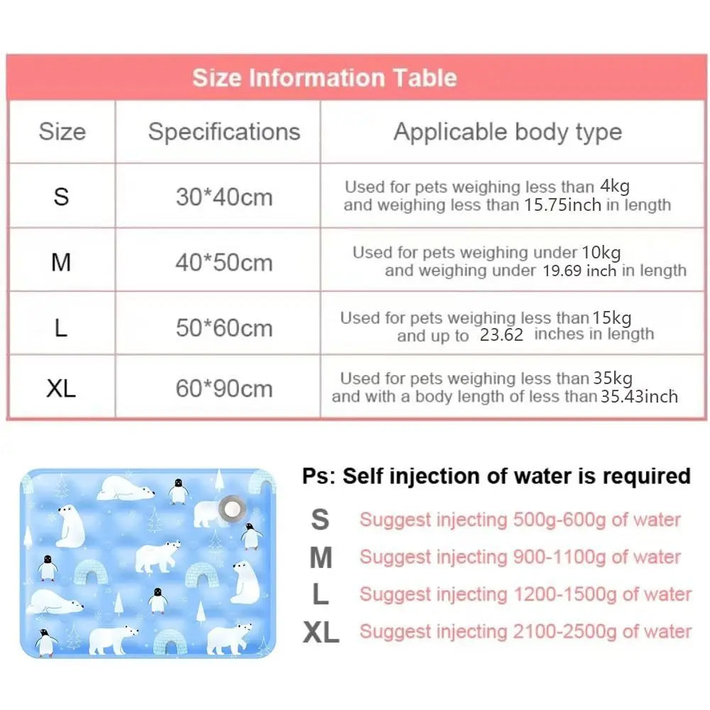 Refillable Water Cooling Gel Mat for Dogs & Cats