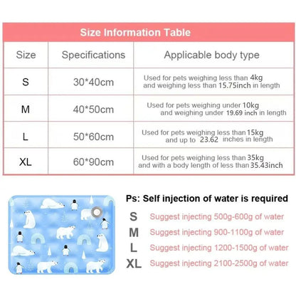 Refillable Water Cooling Gel Mat for Dogs & Cats